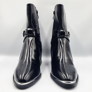 RAID Poppy Black Faux Patent Leather Western Buckle Detail Boots Women's Size 7